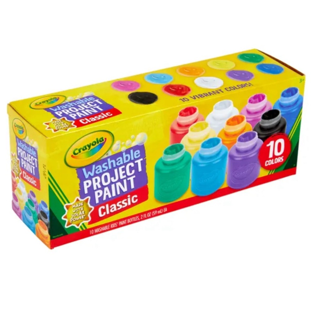 Crayola Washable Project Paint Classic 10 Vibrant Colors NEW in Sealed Box